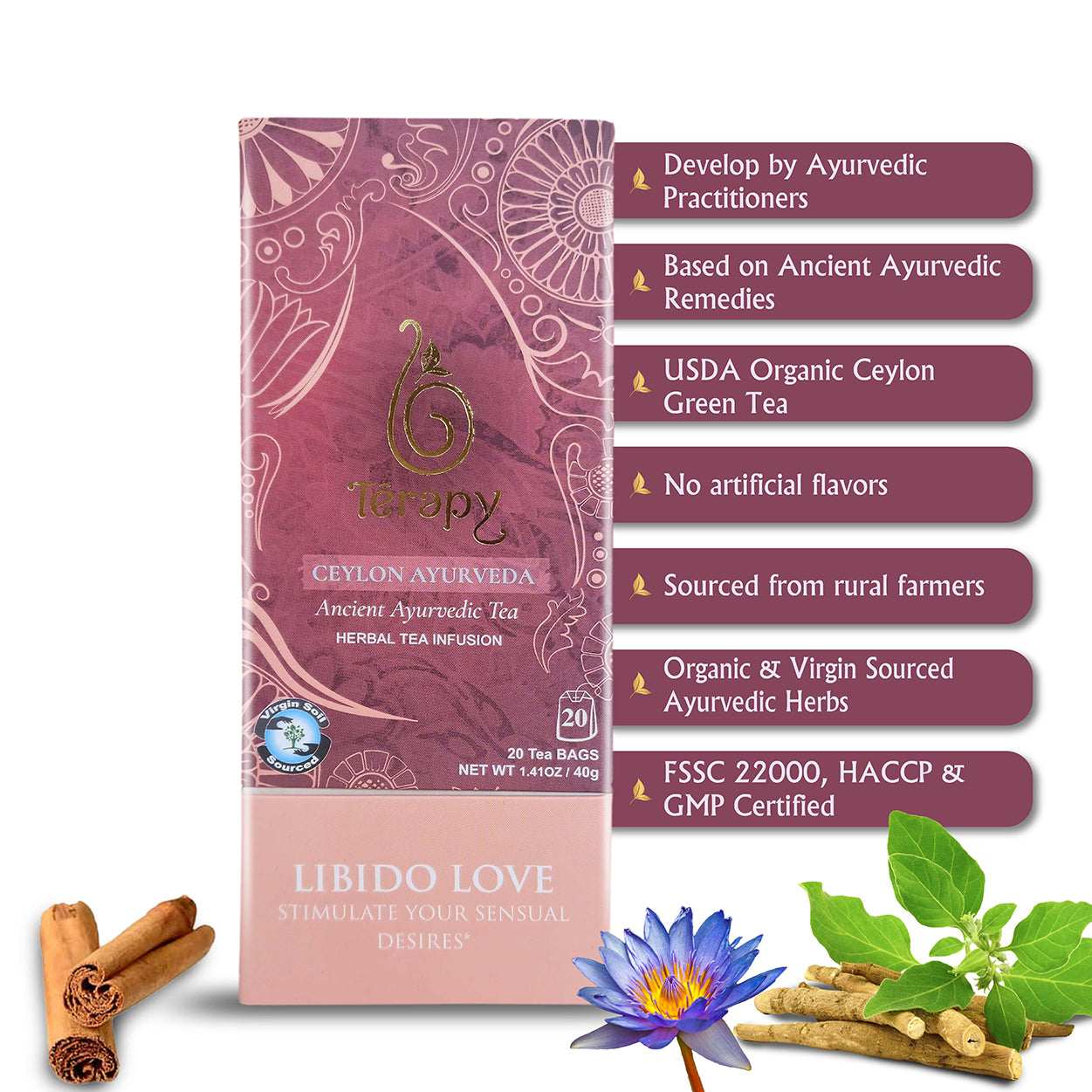 100% Organic Libido Love Tea - Herbal Tea for Passion & Vitality USA (9635734028609)