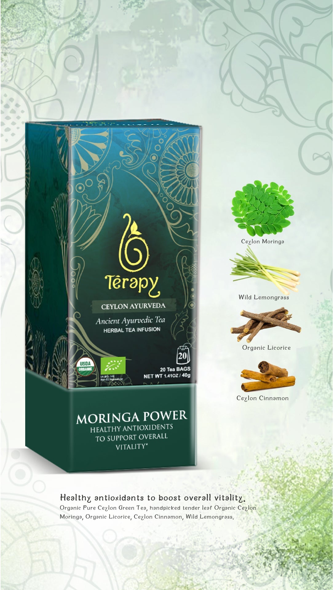 Organic Moringa Power Tea - Nutrient-Rich Herbal Blend For Energy USA (8628314767681)