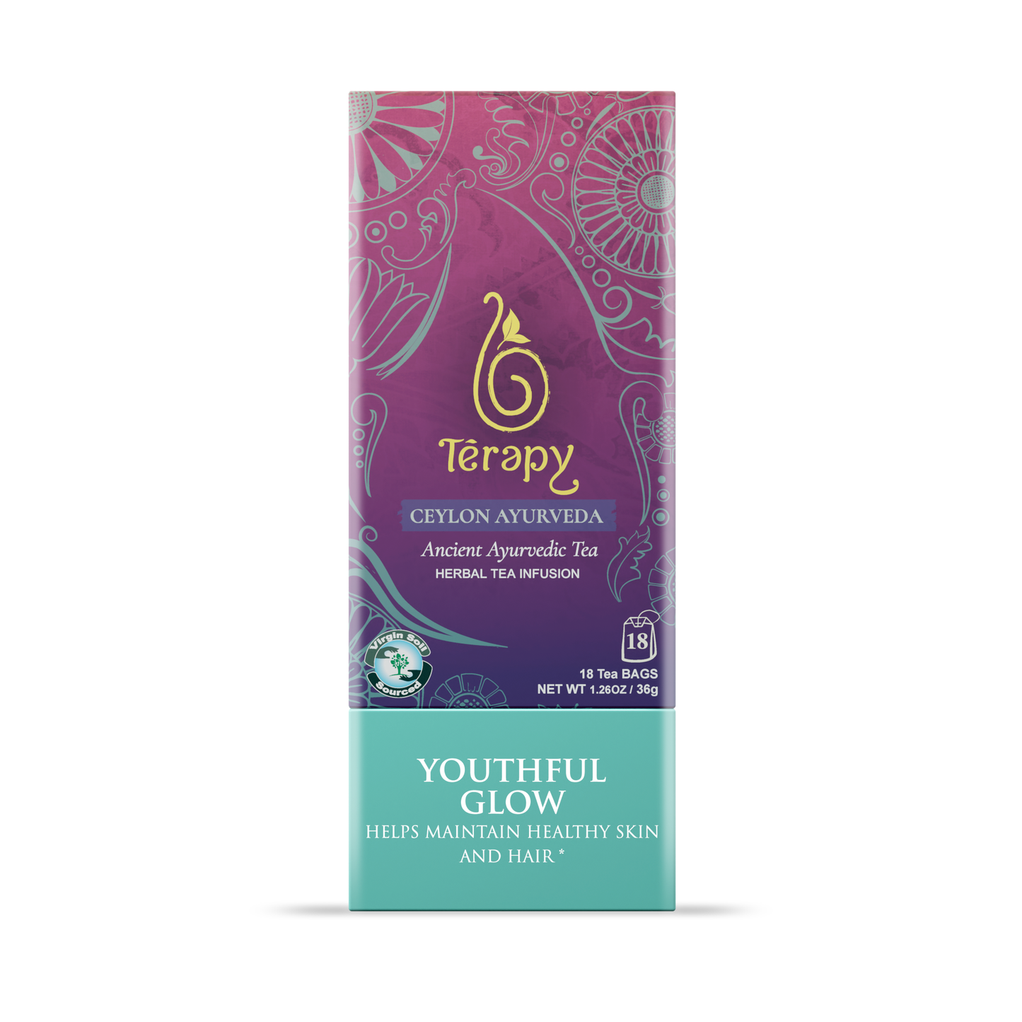 Terapy Ceylon Youthful Glow Tea - 100% Natural Ayurvedic Herbal Blend for Radiant Skin & Beauty (8628313293121)